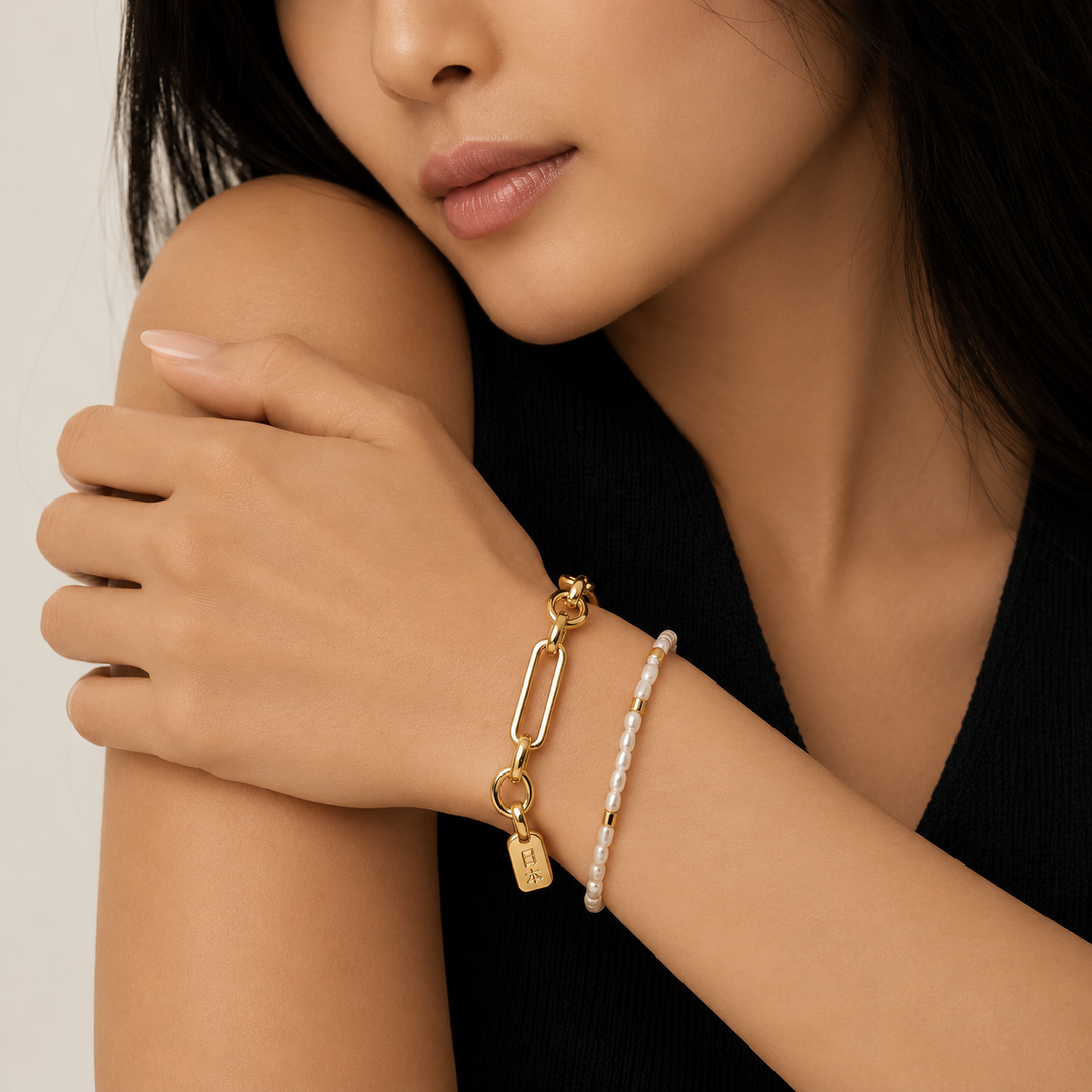 リンク Tバー ブレスレット | ホワイトゴールド